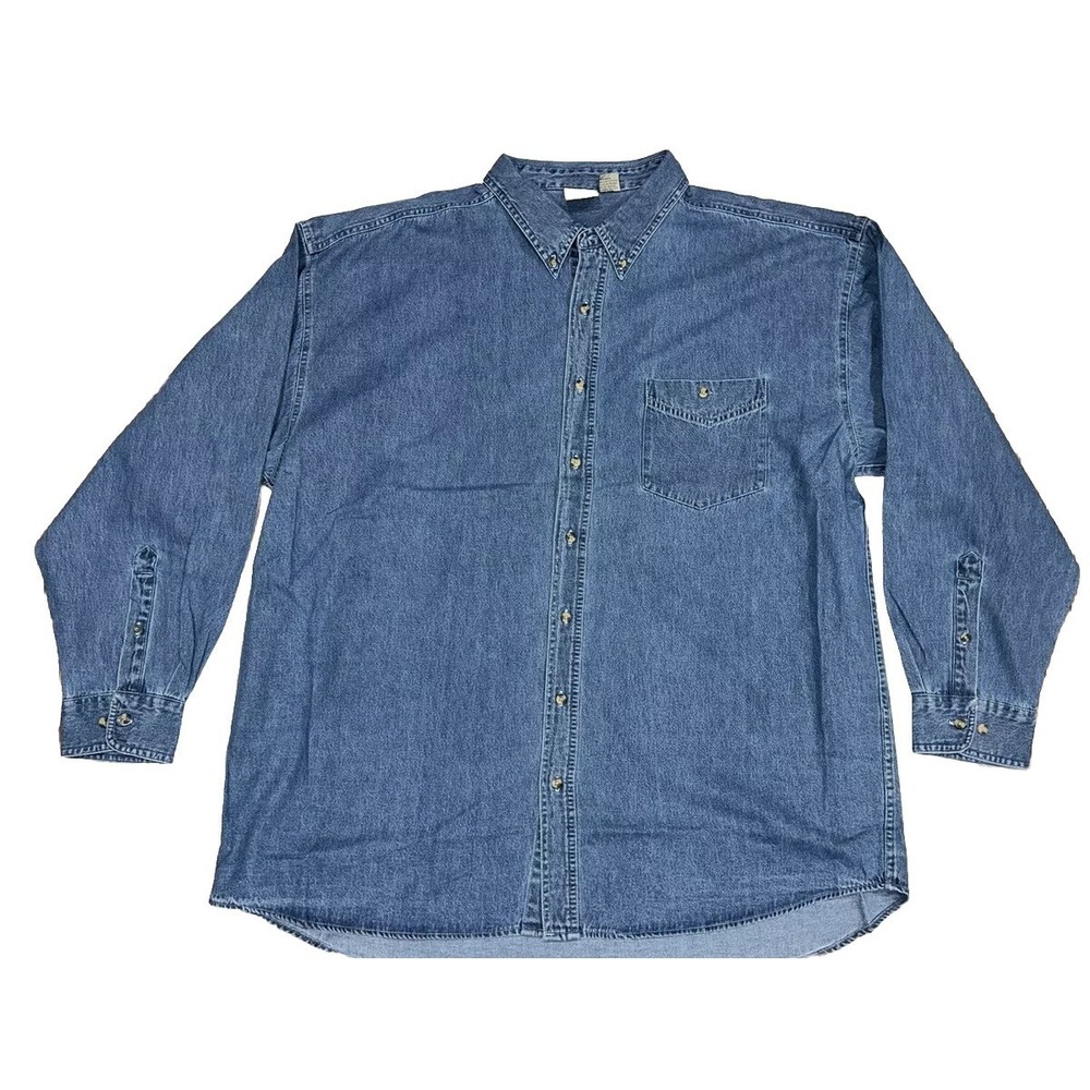 Most Wanted Jean Denim Button Down Men's Size 3XL Classic Collar Pocket Vintage